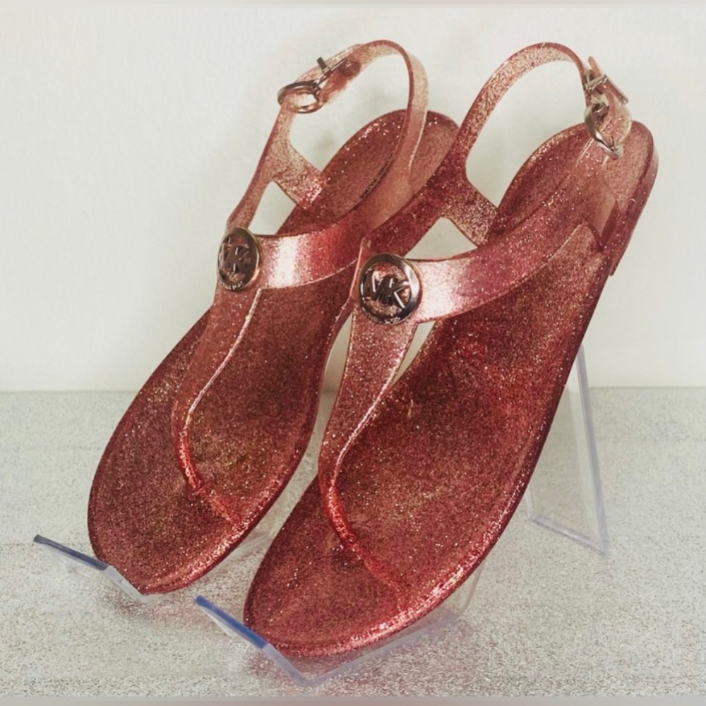 ⭐️   Michael Kors Jelly Myra - Rose Gold Glitter Sandals